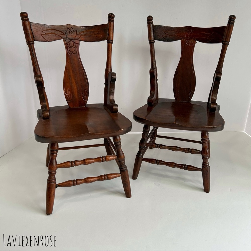 Vintage Collector’s Lane 18” Doll Size Wooden Chairs
